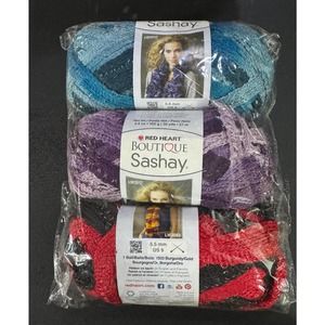 3 Skein Red Heart Boutique Sashay Yarn - Red/Black, Boogie & Jive